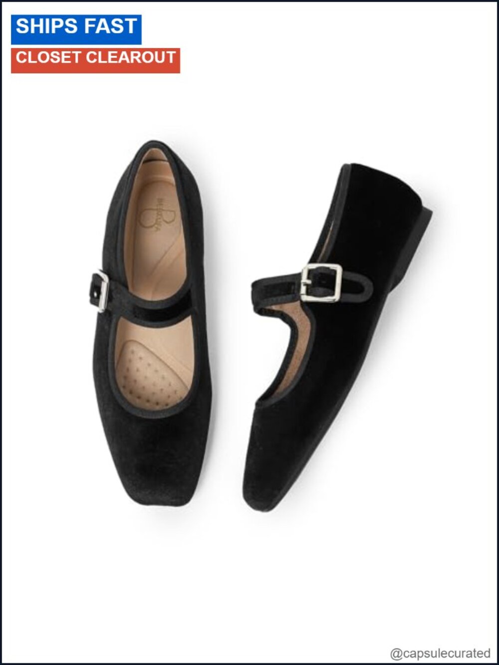 Square Toe Ballet Flats Mary Jane Faux Leather Satin Adjustable Strap